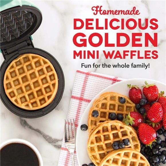 Mini Maker for Individual Waffles, Hash Browns, Keto Chaffles with Easy to Clean - Picture 4 of 5